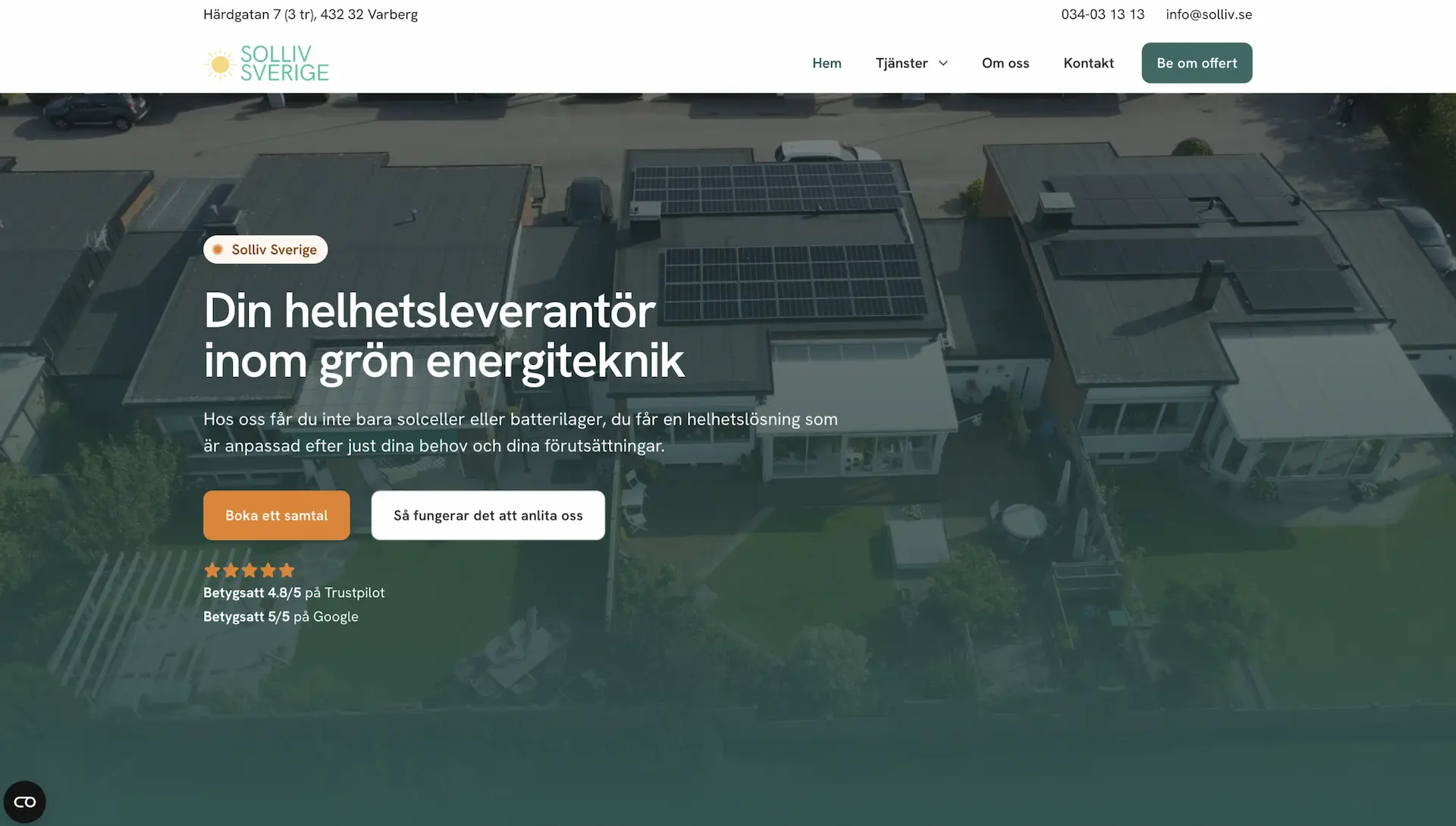 Solliv website — solar and green energy